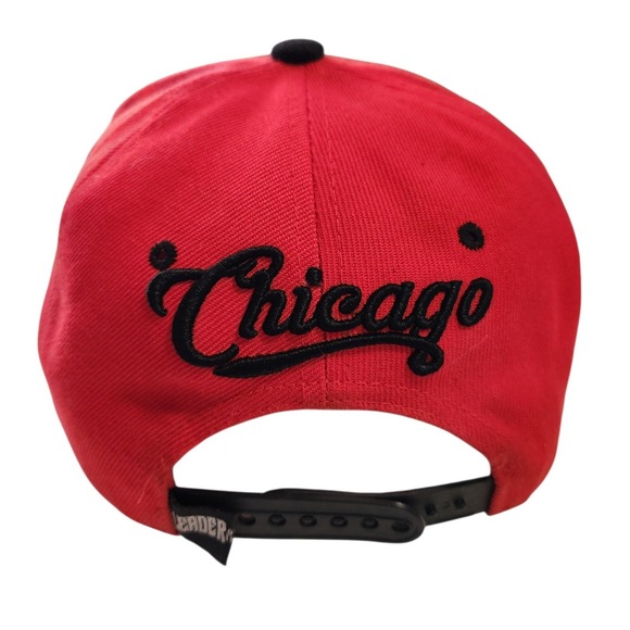 Leader of the Game Chicago Snapback Hat Red Black Skyline Bulls Graphic Cap - Picture 4 of 8